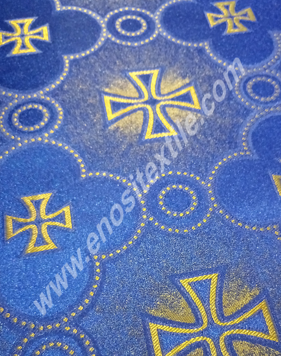 KL-054 Gold-Blue Brocade Fabrics